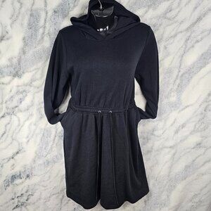 Torrid 1 1X 14-16 Black Mini Fleece Hoodie Sweatshirt Dress Drawstring Waist